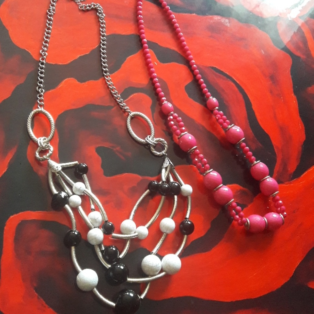 Two 2 long fashion jewelry necklaces